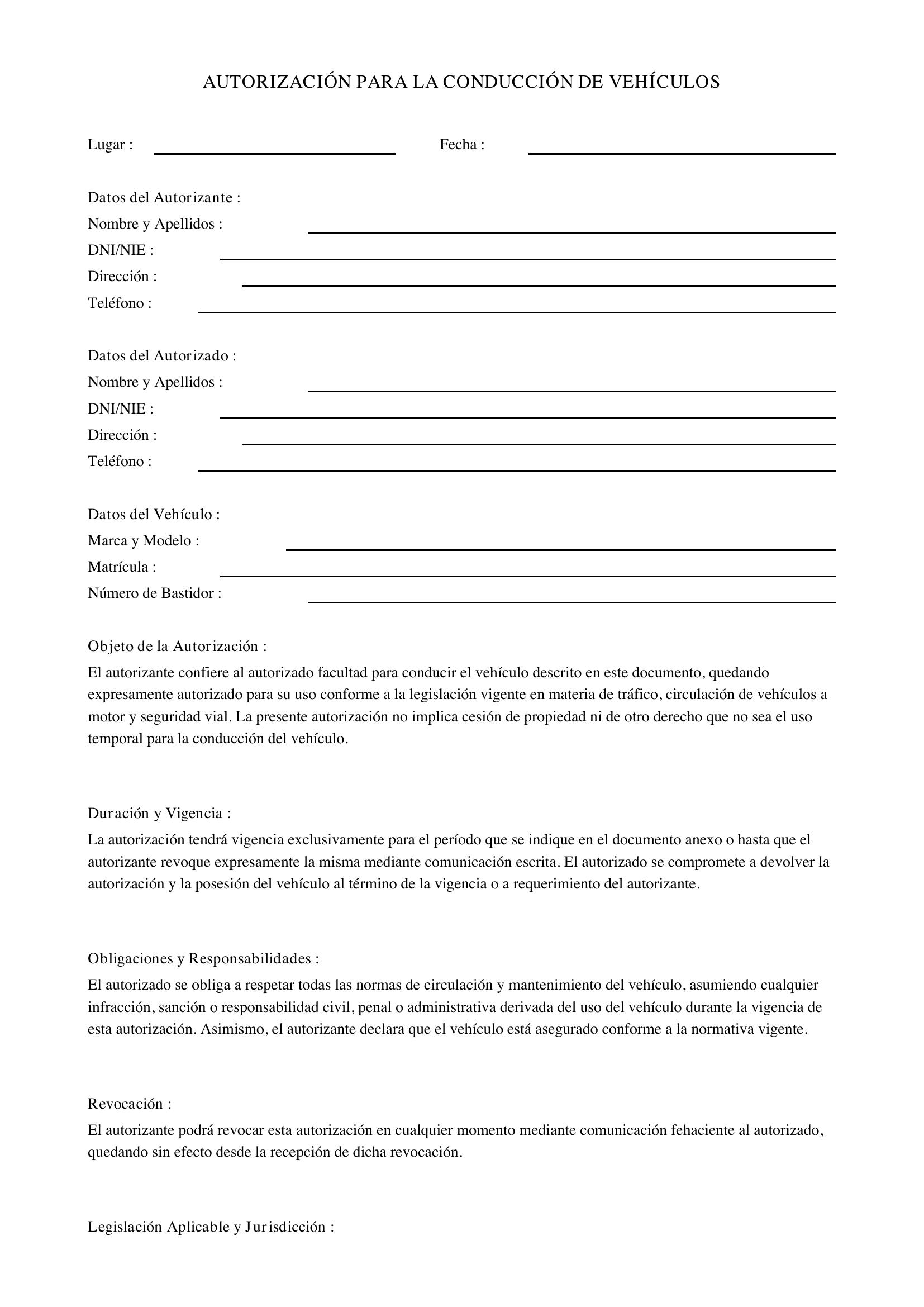 Autorización Para La Conducción De Vehículos