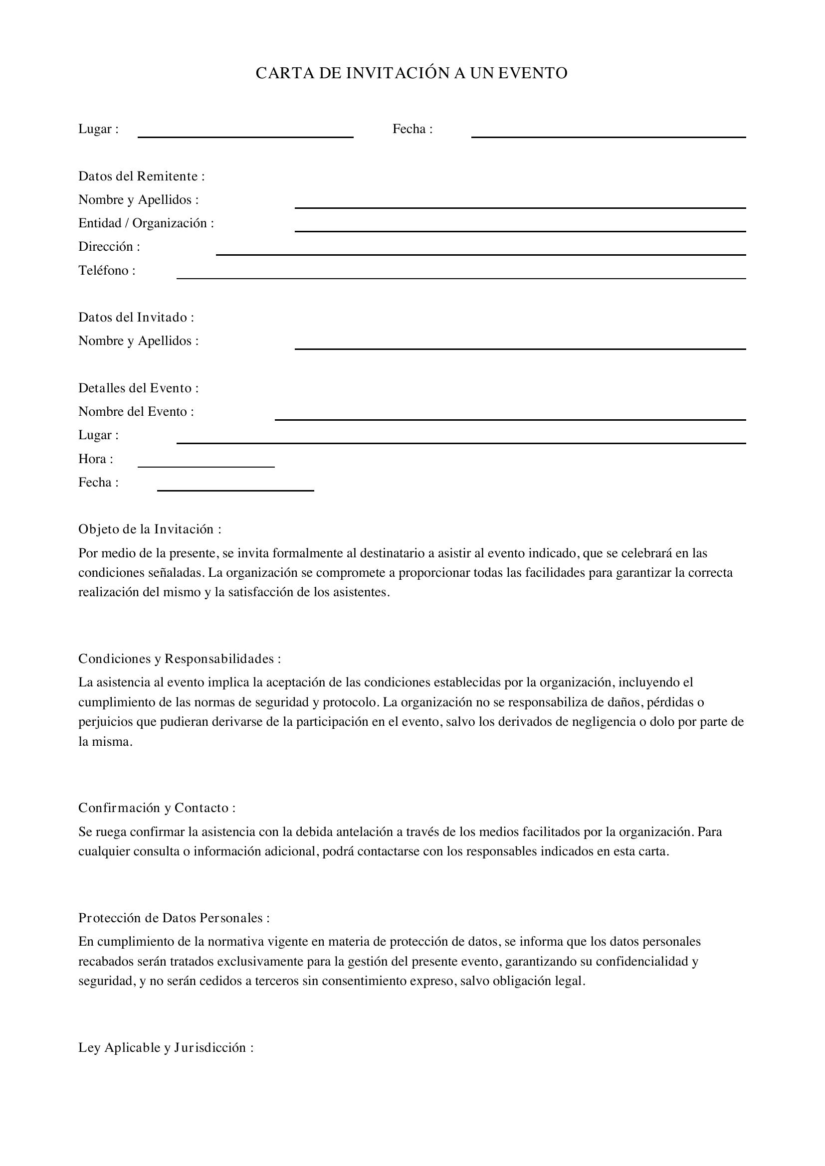 Carta De Invitacion A Un Evento