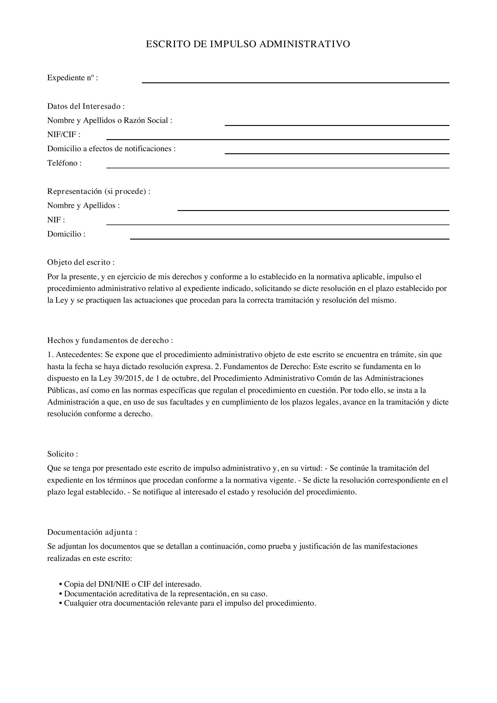 Escrito De Impulso Administrativo