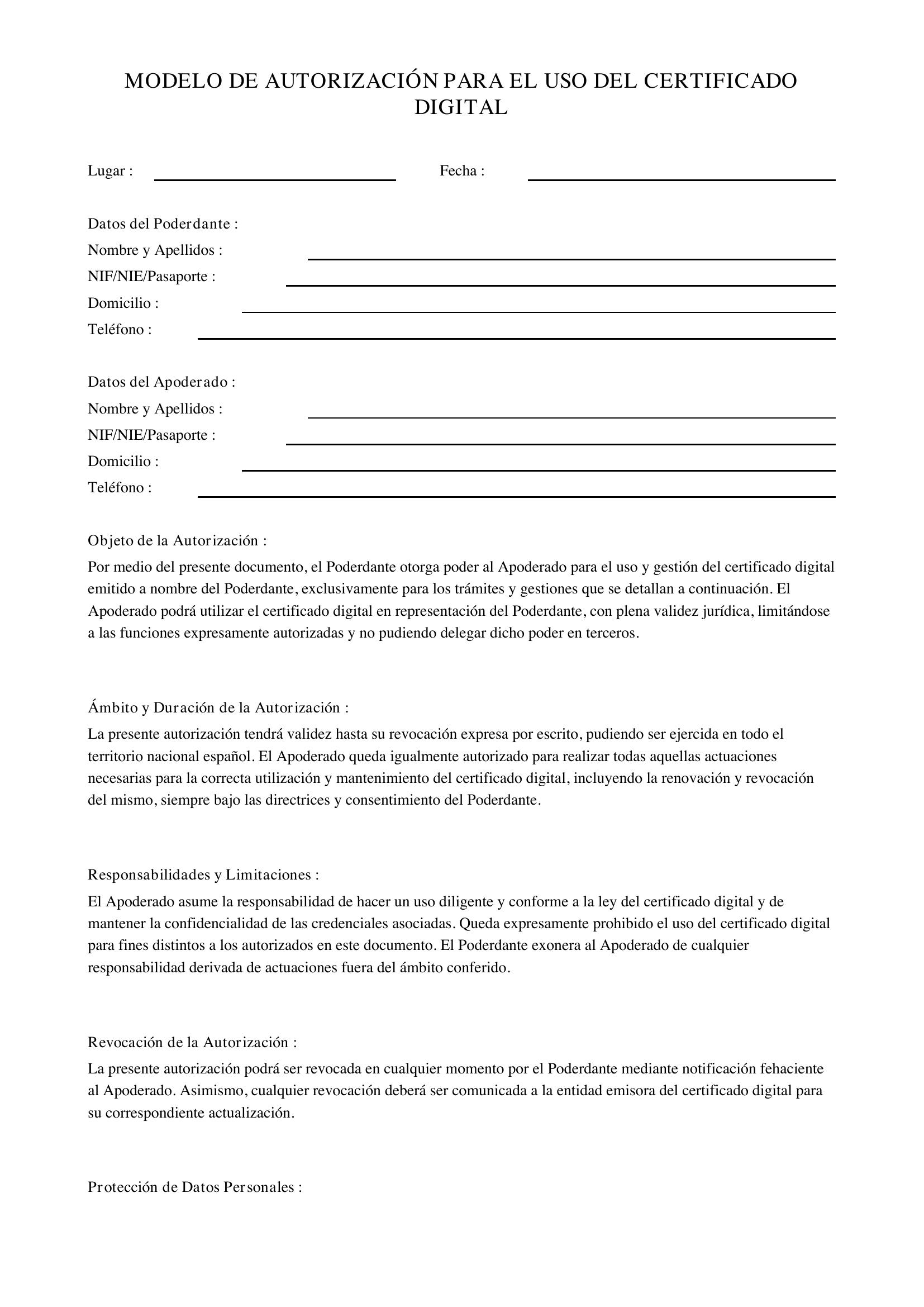 Modelo Autorización Uso Certificado Digital