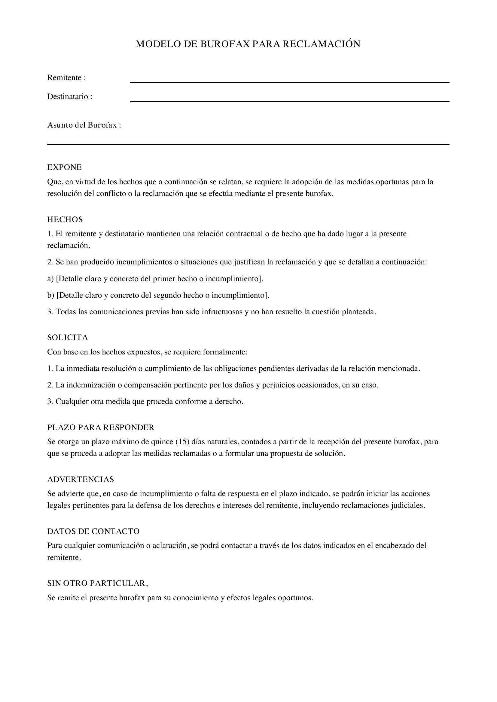 Modelo De Burofax