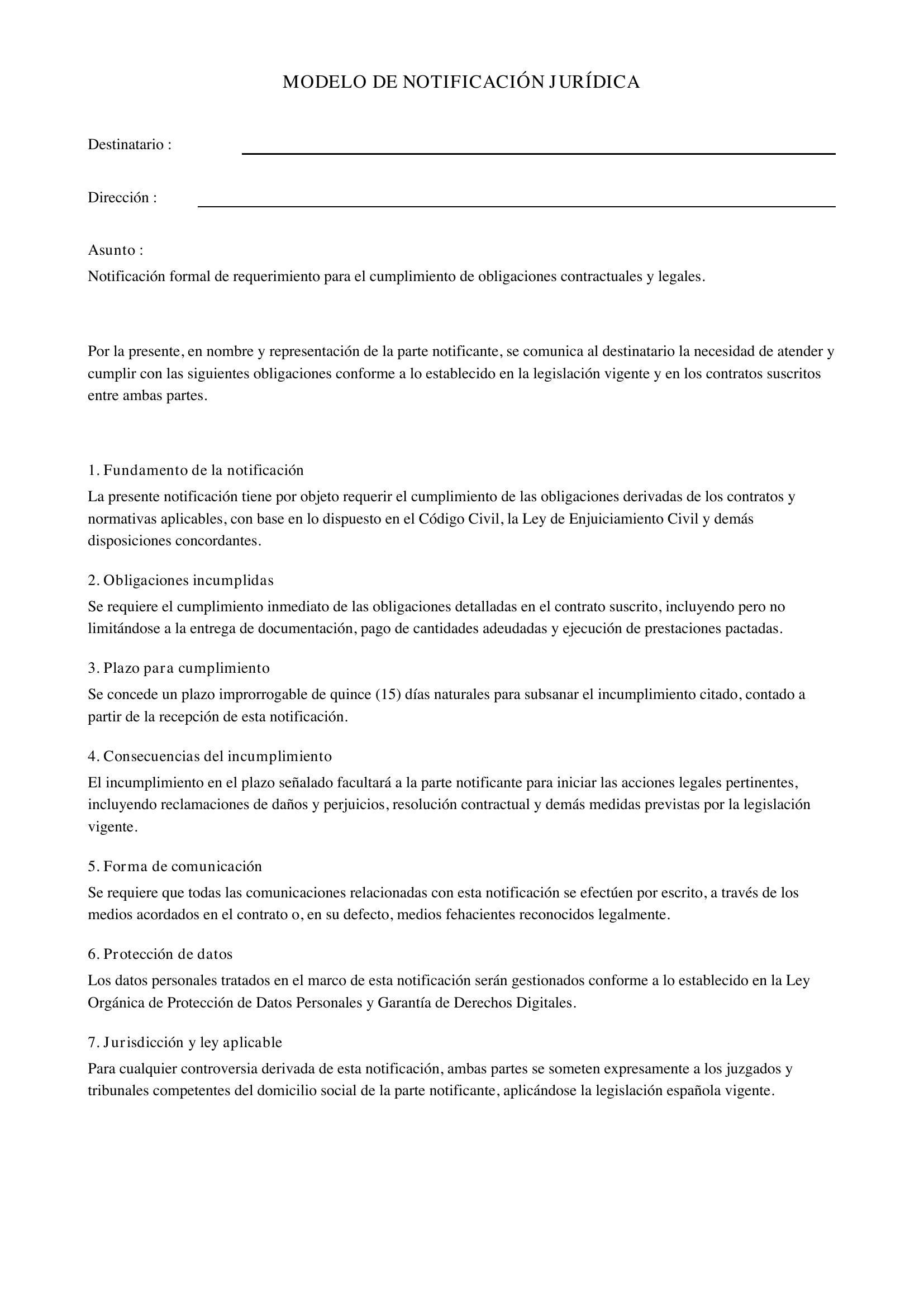 Modelo De Notificacion