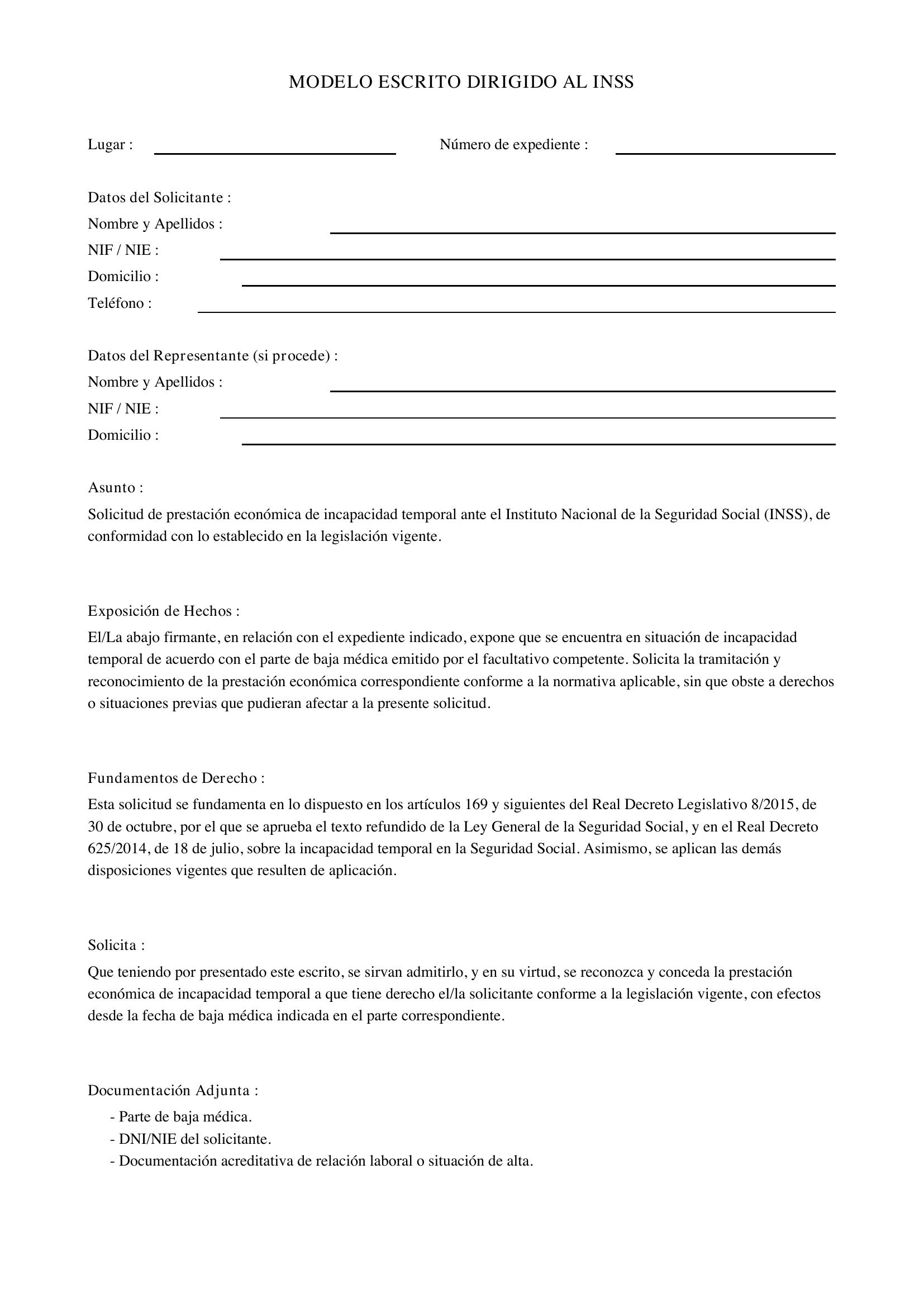 Modelo Escrito Dirigido Al Inss